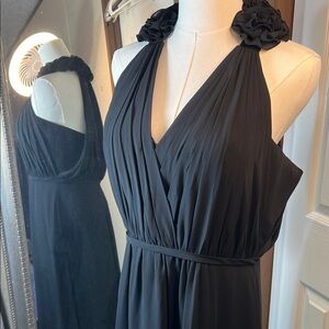 Bari Jay Elegant Black Pleated Maxi Dress